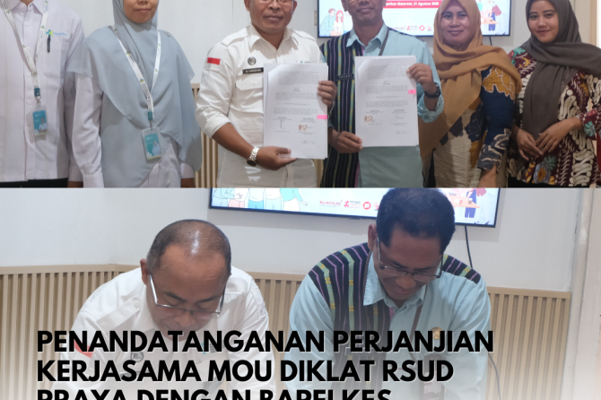 Penandatanganan MOU Diklat RSUD Praya dengan BAPELKES Mataram